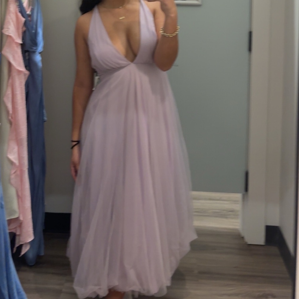 Hello Molly lavender Plunge Neck Gown